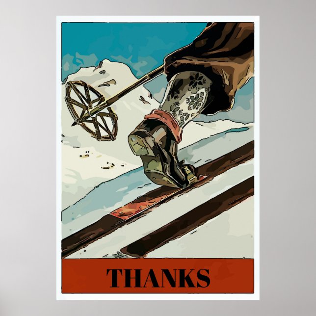 Poster Personalizar, adicionar texto,Mountain Snow Ski (Frente)