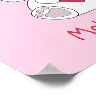 Pôster Personalizar Boneco Branco Bonito Menina do Coraçã