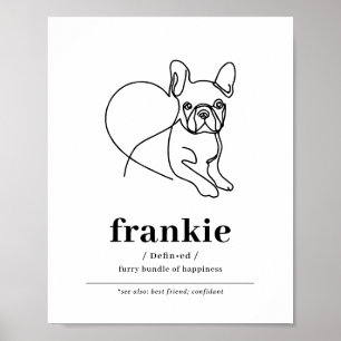 Poster Personalizar Cão Retrato Francês Bulldog Line Art 