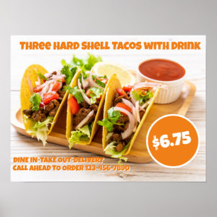 Poster Personalizar Comida Mexicana Tacos de Casca Dura P