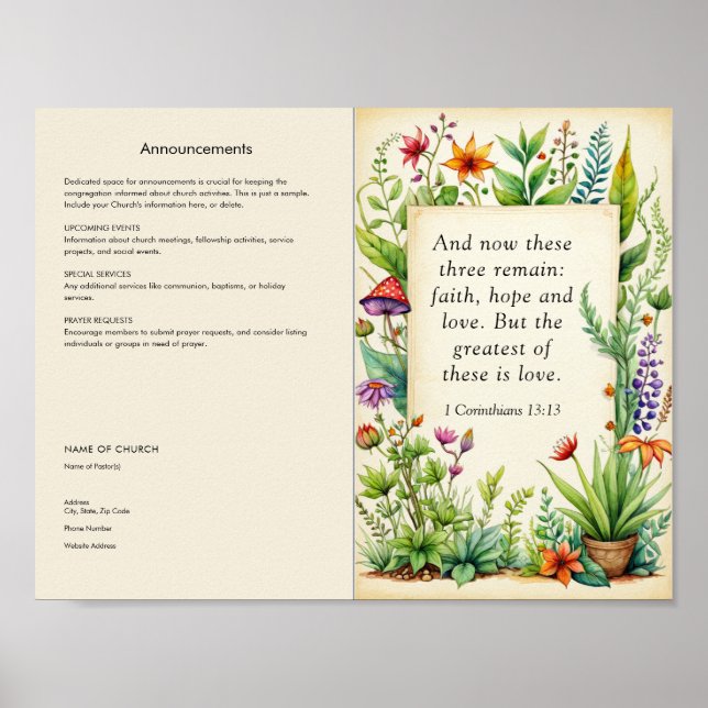 Poster Personalizar e Transferir Boletim da Igreja (Frente)