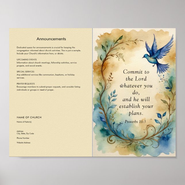 Poster Personalizar e Transferir Boletim da Igreja (Frente)