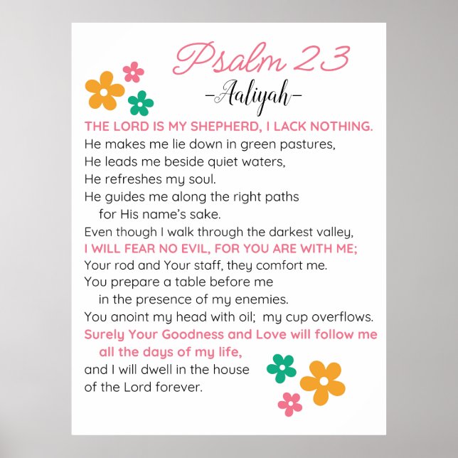 Poster Personalizar Flores De Escritura De Bíblia Psalm 2 (Frente)