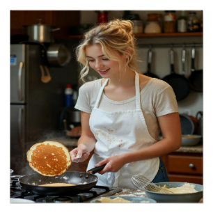 Pôster Personalizar Foto de Panquecas Cozinhando
