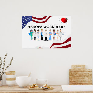 Poster Personalizar Ícone de Funcionários Heróis do Hospi