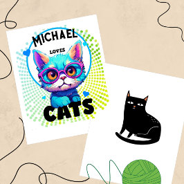 Poster Personalizar Menino Adora Gatos Dotados