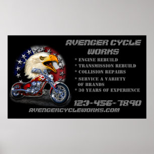 Poster Personalizar Negócio de Oficina de Reparos de Moto