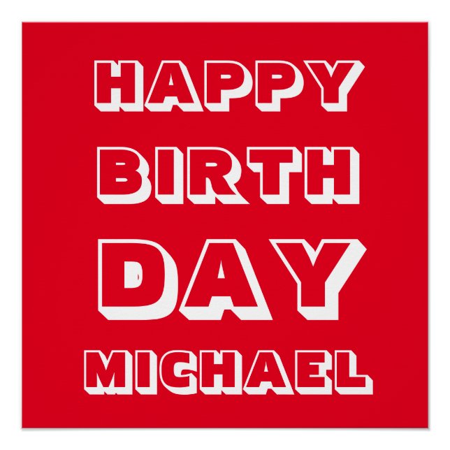 Pôster Personalizar nome, feliz aniversário, vermelho bra (Frente)