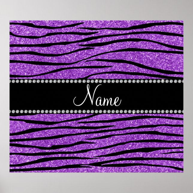 Pôster Personalizar o nome pastel roxo zebra (Frente)