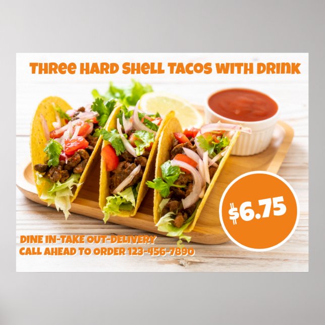Poster Personalizar os tacos do Shell do Duro mexicano be (Frente)