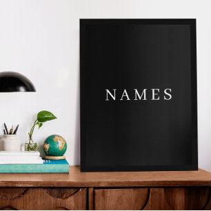 Poster Personalizar preto simples adicione seu nome legan