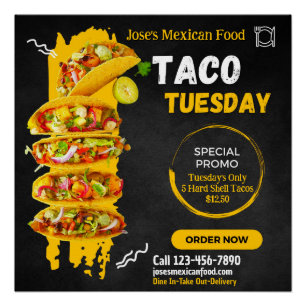 Pôster Personalizar Promoção do Restaurante Mexicano Taco