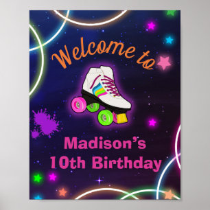 Poster Personalizar Roller Sking Neon Welcome