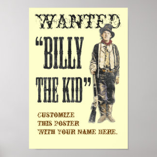 Pôster Personalizável Billy the Kid