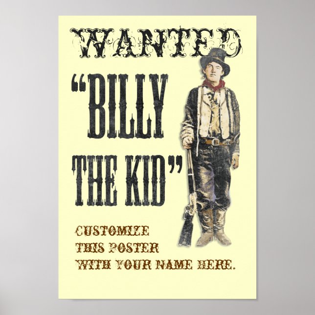 Pôster Personalizável Billy the Kid (Frente)