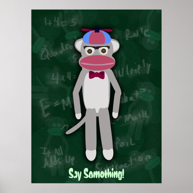 Poster personalizável do Nerd do macaco Sock (Frente)