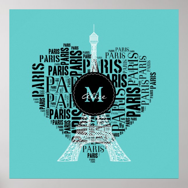 Pôster Personalizável Love Paris | Torre Eiffel (Frente)