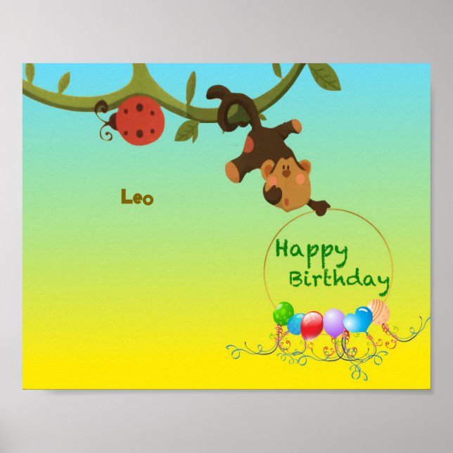 Poster personalizável - Macaco reproduzível (Frente)