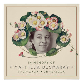 Pôster Personalizável "Memorial Art Nouveau Daisies Rusti