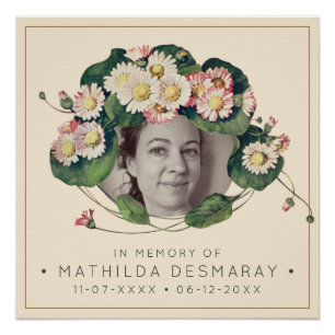 Pôster Personalizável "Memorial Art Nouveau Daisies Rusti