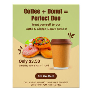 Pôster Personalize Café e Donuts: O Duo Perfeito