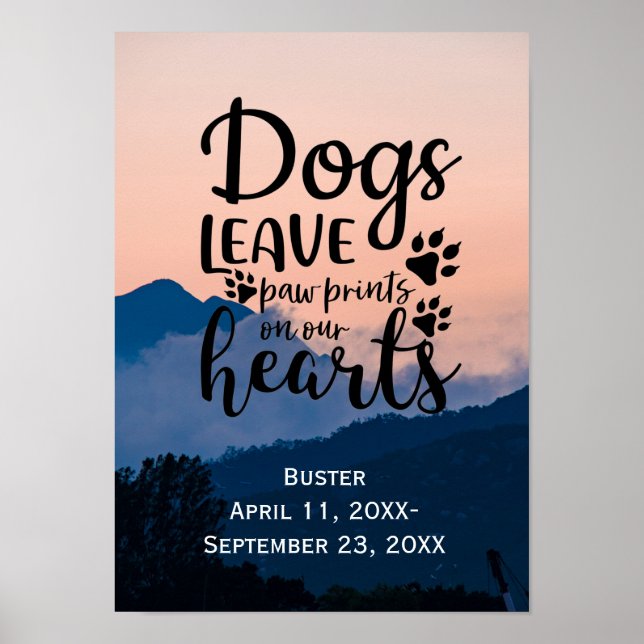 Poster Personalize Memorial de Cachorro com Pegada de Pat (Frente)