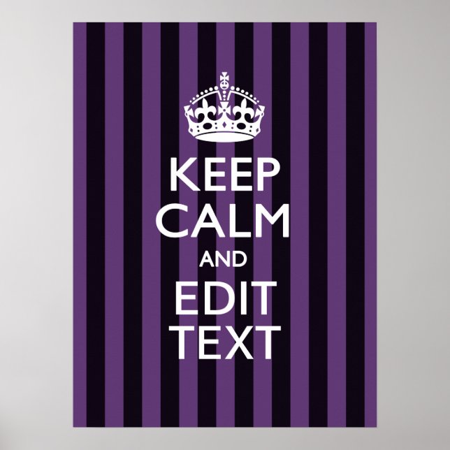 Poster Personalize-o Mantenha Calmo O Texto Roxo (Frente)
