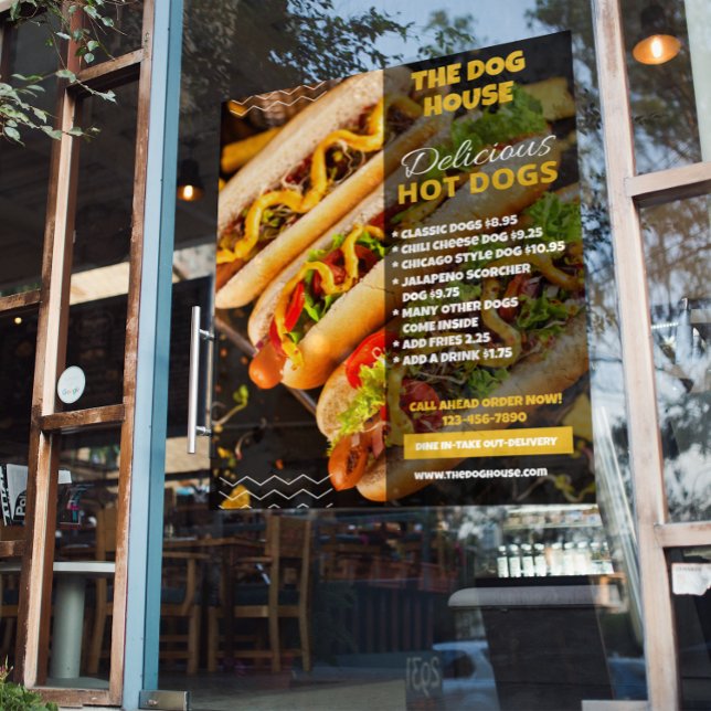 Poster Personalize o restaurante Delicioso Hotdog Frente  (Criador carregado)
