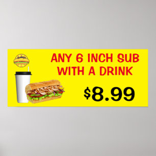 Poster Personalize Qualquer Sub de 6 Polegadas Com Um Log