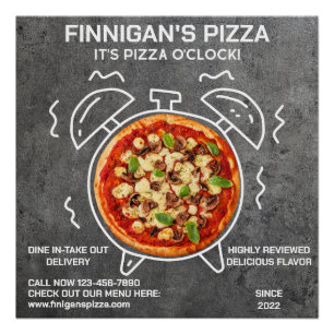 Pôster Personalize Seu Cartaz de Restaurante de Pizza O C