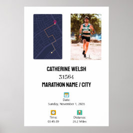 Poster Personalized 1st Half Marathon Finisher Map