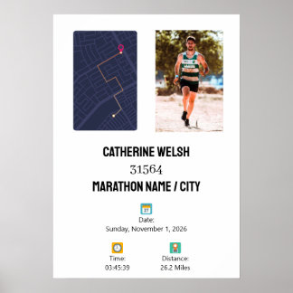 Poster Personalized 1st Half Marathon Finisher Map