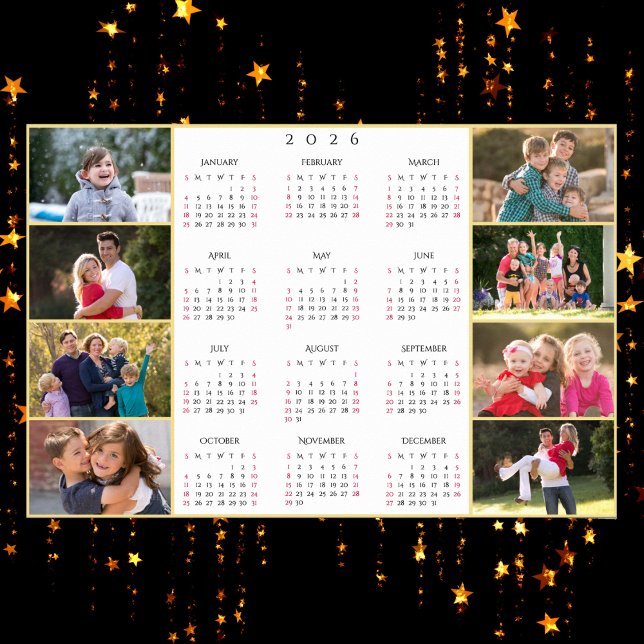 Poster Personalized 8 Family Photo Collage 2026 Calendar (Personalized 8 Family Photo Collage 2026 Calendar Poster)