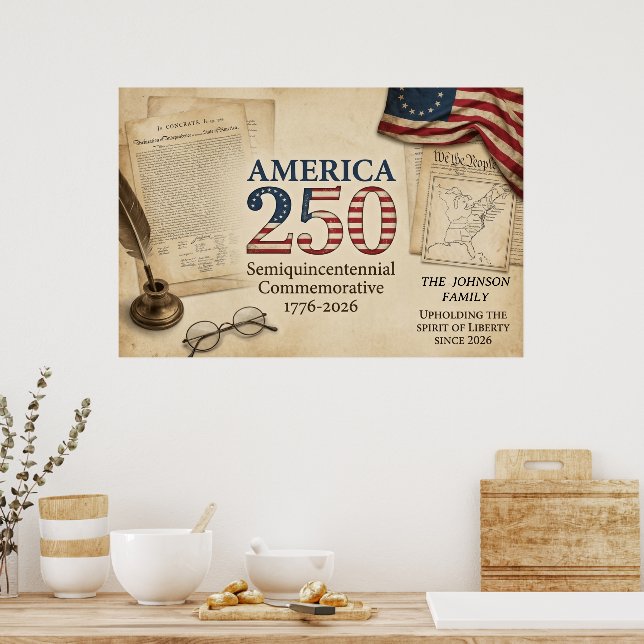 Poster Personalized America 250 Years Family Heritage (Cozinha)