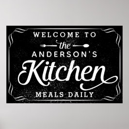 Poster Personalized Black Welcome to the Kitchen Sign