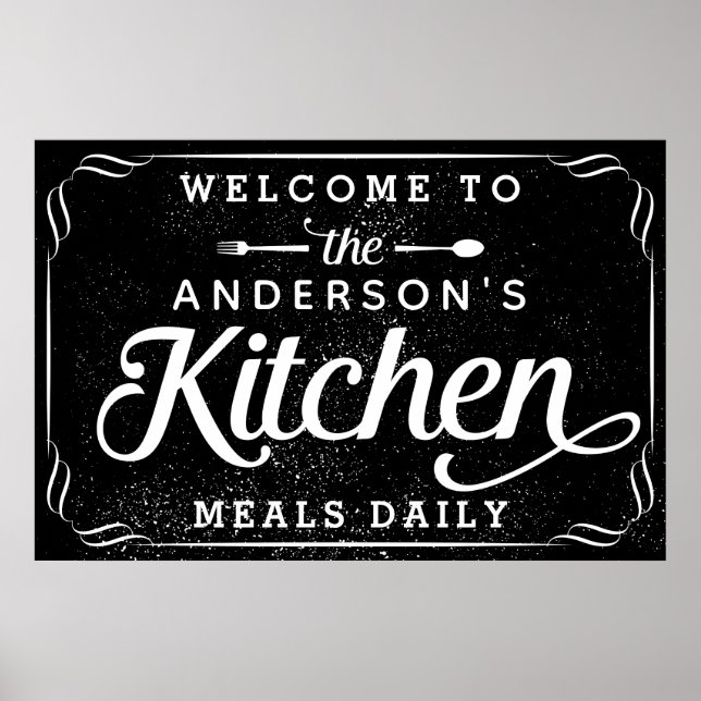 Poster Personalized Black Welcome to the Kitchen Sign (Frente)