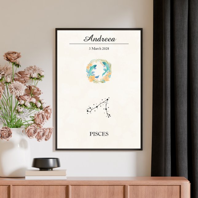 Poster Personalized Boho Pisces Zodiac Constellation (Criador carregado)