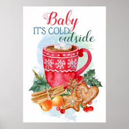 Poster Personalized Christmas Hot chocolate watercolor
