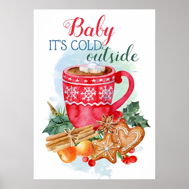 Poster Personalized Christmas Hot chocolate watercolor (Frente)