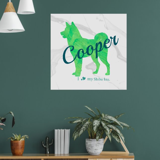 Poster Personalized Cute Pastel Green Shiba Inu - Dog (Sala de Estar 1)