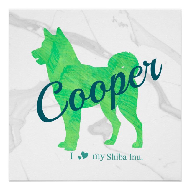 Pôster Personalized Cute Pastel Green Shiba Inu - Dog (Frente)