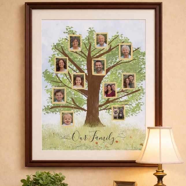 Poster Personalized Family Tree With Photos (Custom family tree with editable pictures)