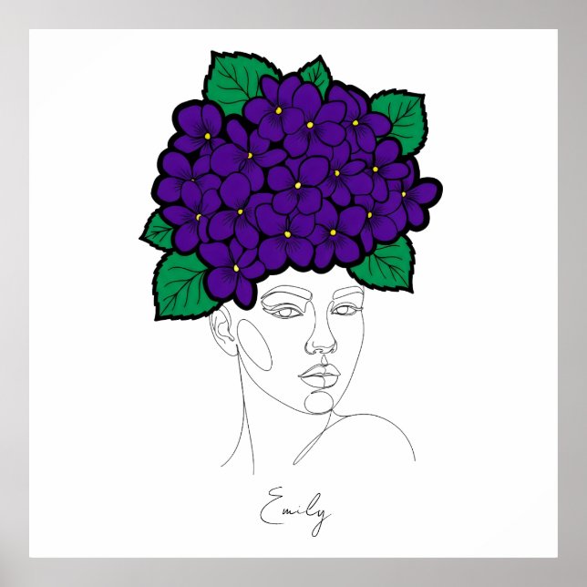 Poster Personalized February Birth Flower Crown Art (Frente)
