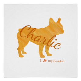 Pôster Personalized French Bulldog Pastel Orange Frenchie