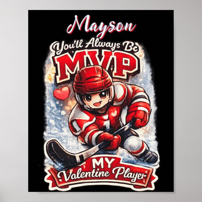 Poster Personalized Hockey MVP My Valentine Player (Frente)