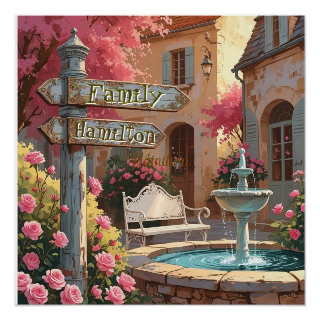 Pôster Personalized Italian Villa Signpost – Rustic Wall  (Frente)