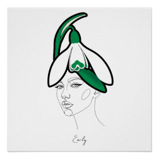 Pôster Personalized January Birth Flower Portrait