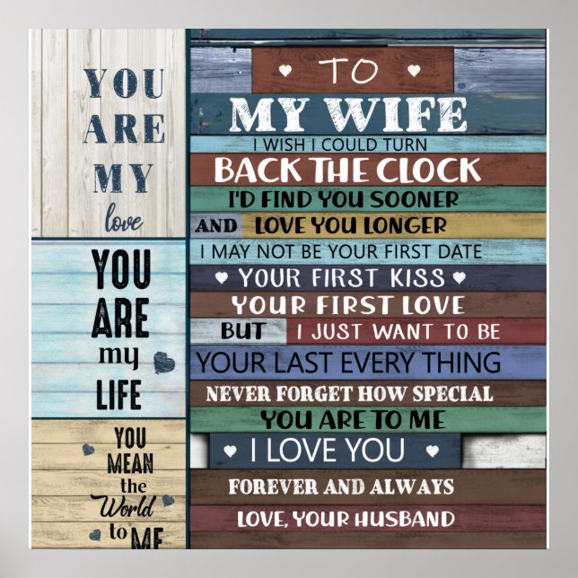 Poster Personalized Letter To My Wife, Couple Valentine (Frente)