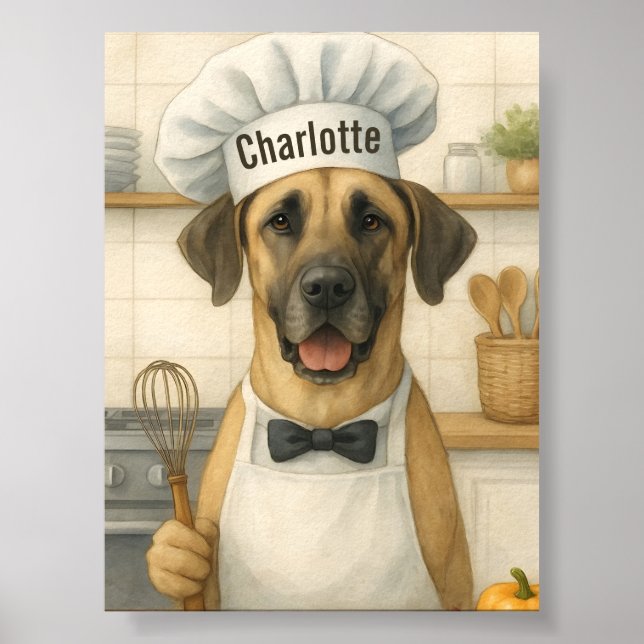 Poster Personalized Name Funny Great Dane Dog Chef (Frente)