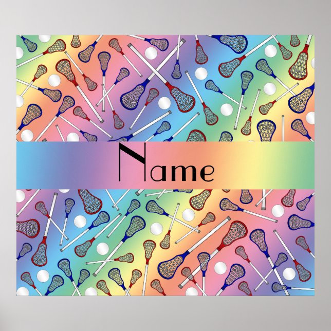 Poster Personalized name rainbow lacrosse pattern (Frente)